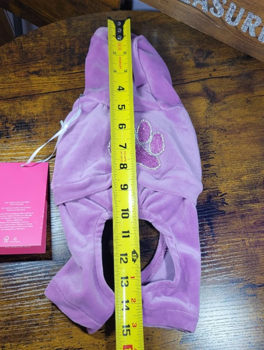 Isaac Mizrahi Lavender Velour Dog Hoodie with Glitter Paw xxs